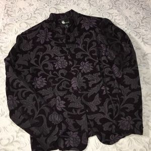 Jacket-Eggplant and black brocade type design-Sml